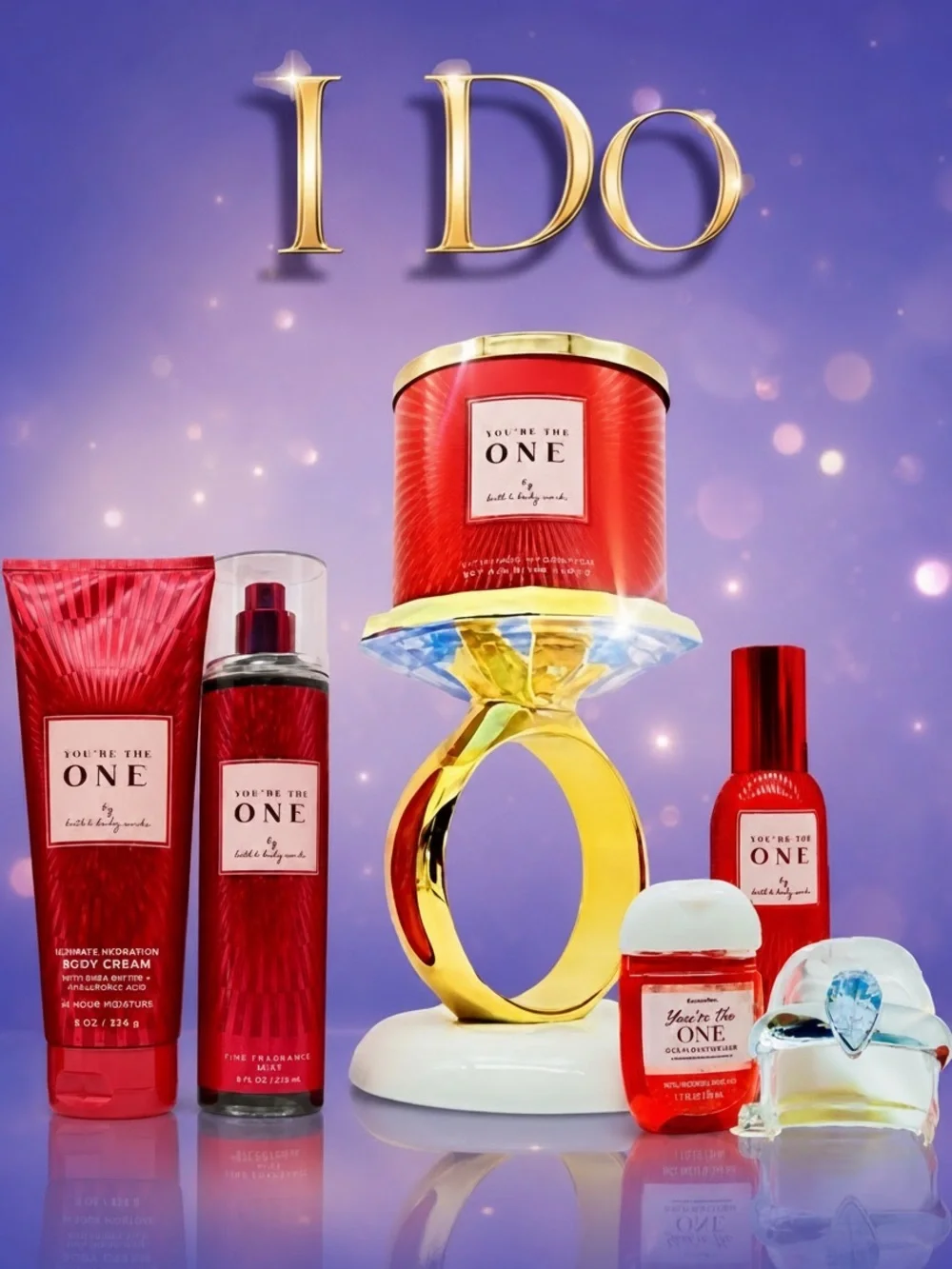BBW You’re the One 7 Pc Diamond Ring Candle Gift Set Rare